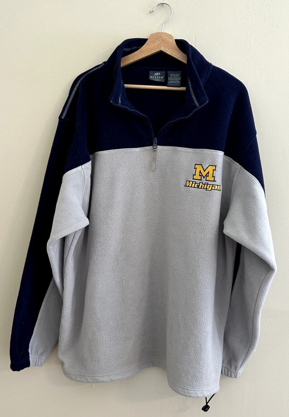 Vintage y2k Gray Blue University of Michigan UMich Quarter-zip Fleece Men's XL